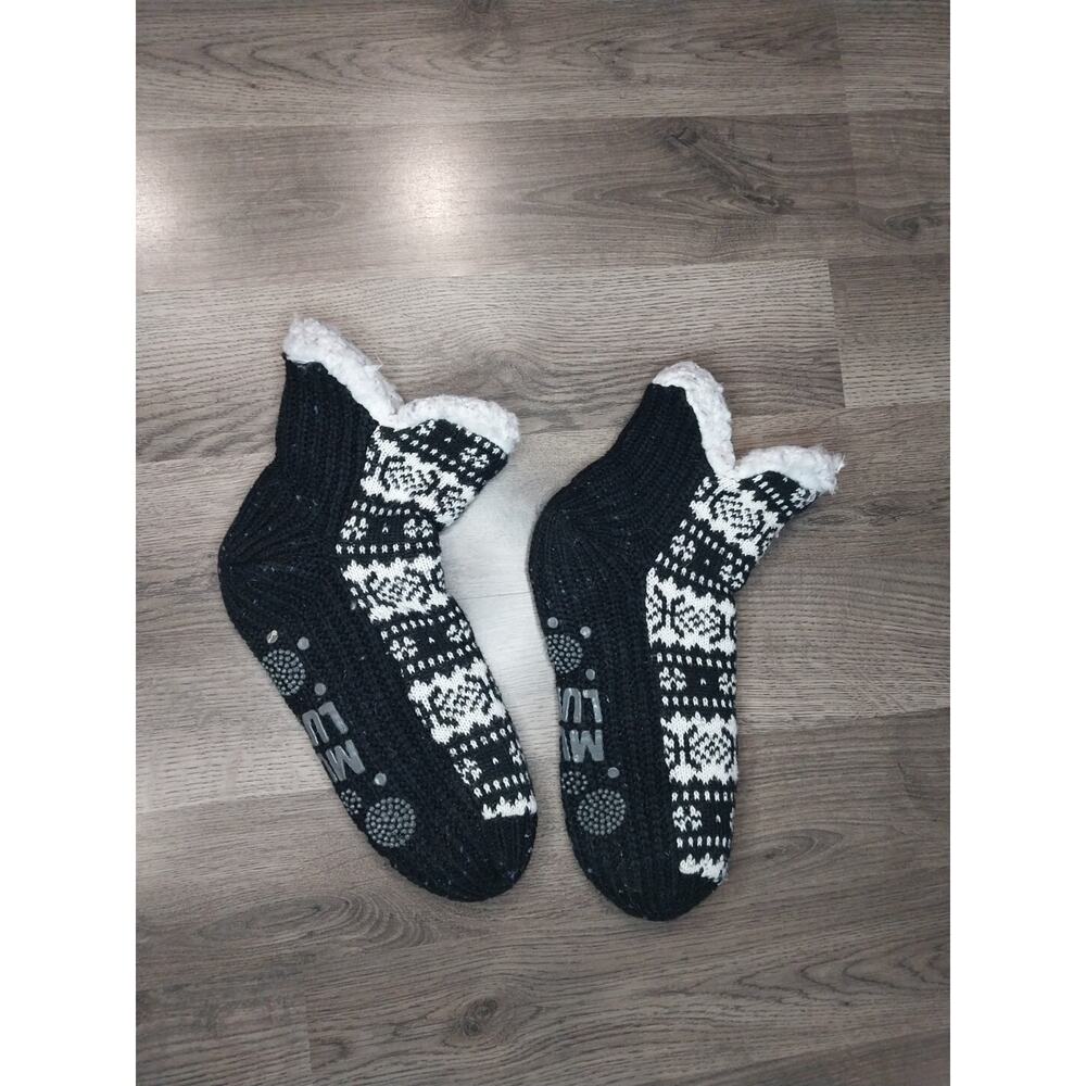Muk Luk Slipper Socks Black Snowflake